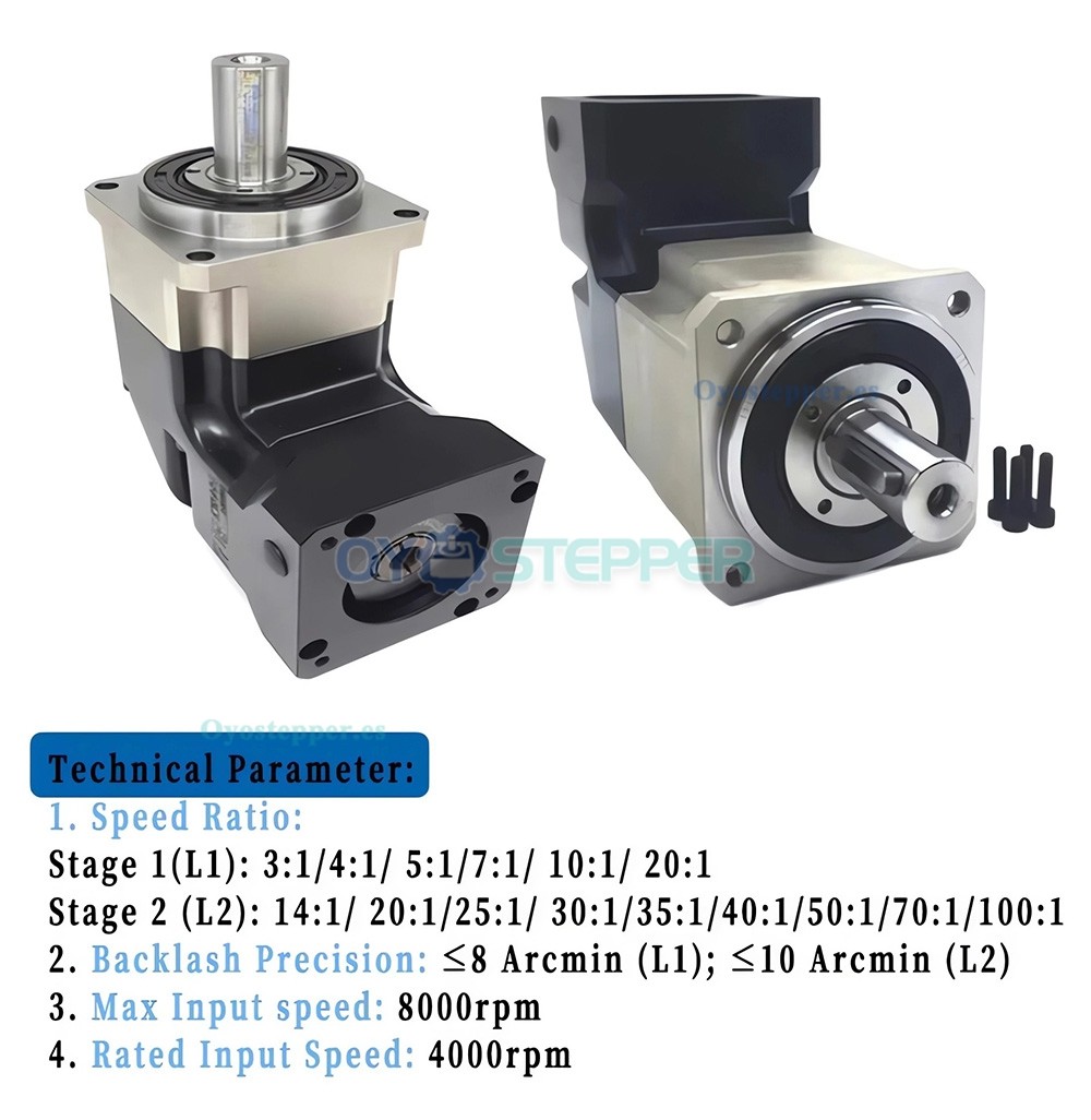 PLMG060 Reductor Planetario &Aacute;ngulo Recto 90&deg;para Motor Paso a Paso Nema 23 / Servomotor 60mm